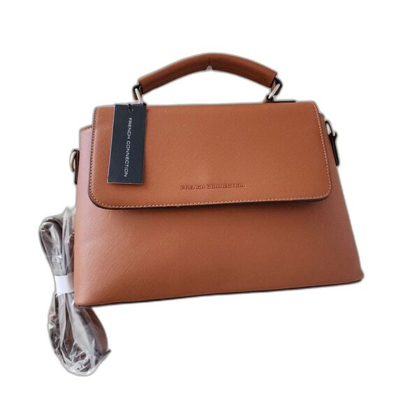 French Connection Jess Caviar Structured Satchel NWT - Picture 1 of 8